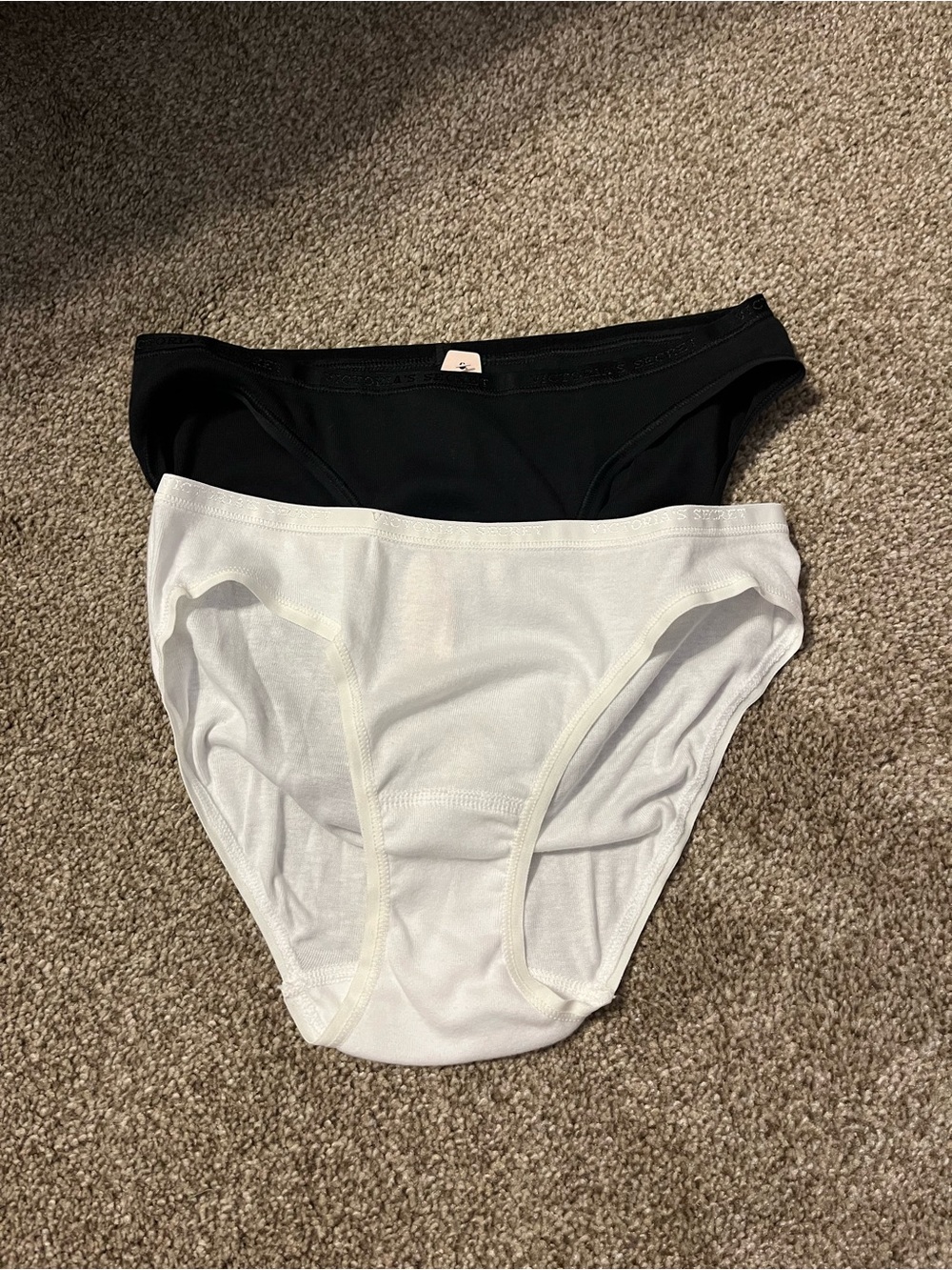 Victoria's Secret Black and White Low-Rise Bikini (2 pair)